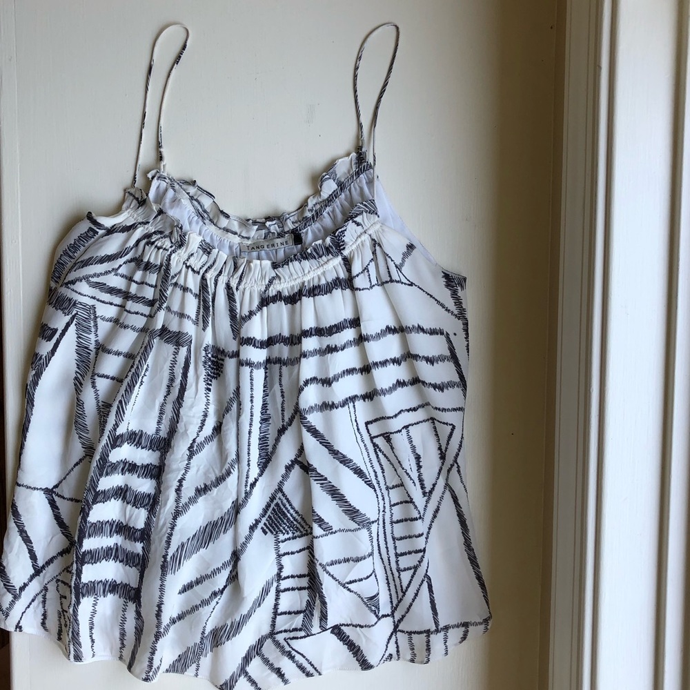 Tangerine Black and White Silk Tank